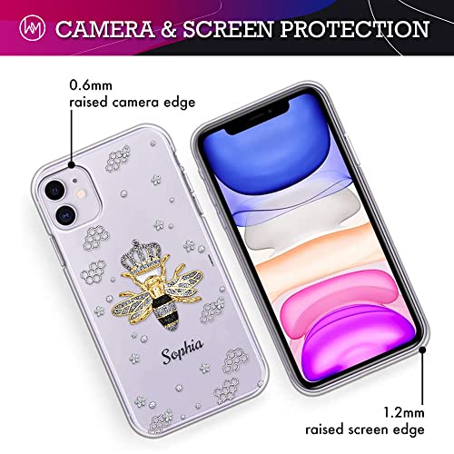 Wassmin Personalized Bee Phone Case Custom Name Animal Jewelry Drawing Style Cases Gifts Phone Cover For Women Girls Queen Compatible With Iphone 6 7 8 Plus Se 2020 X Xs Xr 11 Pro Max 12 13 #TOP4