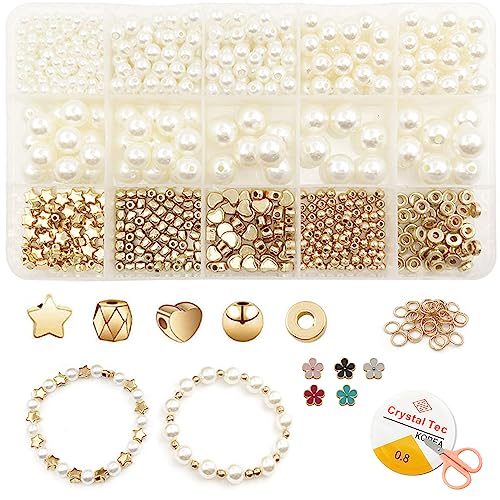 Reviews de Herramientas para hacer bisutería al mejor precio. 44 MECOS Cuentas Espaciadoras, 827 Piezas Cuentas De Cristal Redondas Perlas Para Manualidades, Con Cuentas Espaciadoras Doradas De 5 Formas Para Hacer Joyas, Aretes, Bisutería...