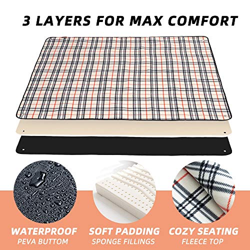YEAHOME Picnic Blanket Beach Mat, Triple Layers Waterproof Outdoor Blanket, Extra Large Sand Proof Portable Camping Blanket 60x70, Great for The Beach, Park, Camping on Grass - Thumbnail 3