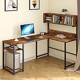 YITAHOME L-Shape Modern Computer Desk with Hutch Storage Bookshelf, 2-Tier Storage Shelves, 69...