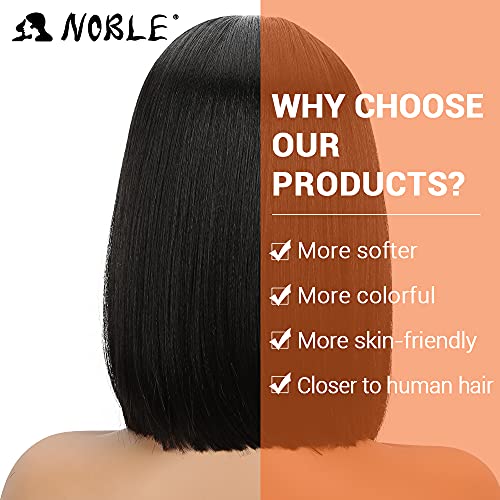 NOBLE Black Bob Wigs for Black Women Short Straight HD Lace Front Wigs for White Women Synthetic Middle T Part Lace Front Bob Wig for Daily Party Use (12 Inch - Image 3