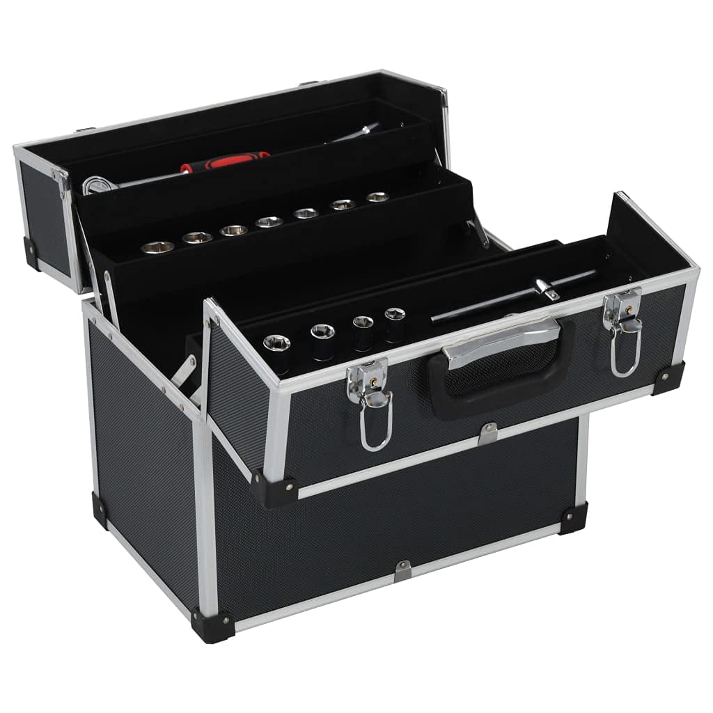 Genérico Caja de Herramientas Aluminio Negro 38x22,5x34 cm,Bricolaje,Accesorios de Bricolaje,Organización y Almacenamiento de Herramientas,Cajas de herramientas-91849