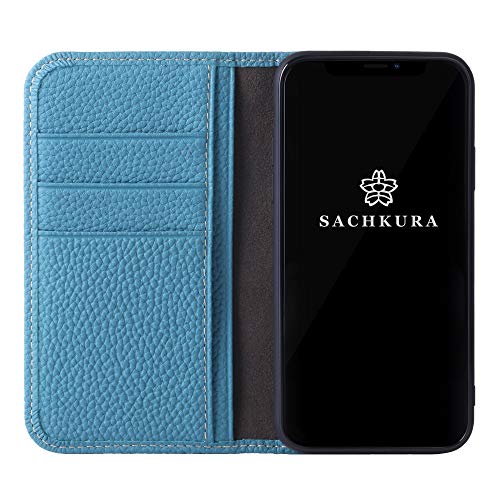 【Amazon限定ブランド】 SACHKURA iPhoneXS/X 対応 手帳型 ケース レザー 本革 シュリンクカーフレザー 牛革 マグネット無し 耐衝撃 手帳 メンズ レディース ターコイズ SK-Xs-Turquoise