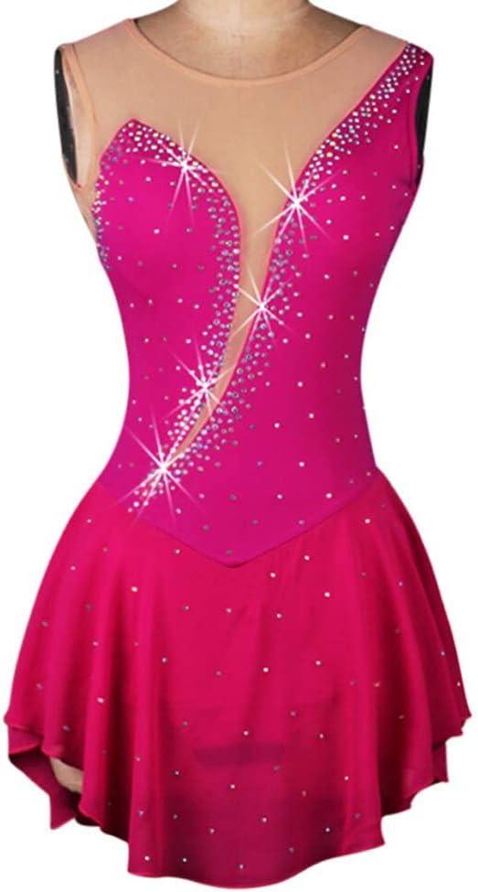 Ice Figure Skating Dresses for Women Girls' Ballet Skirt Round Neck Winter Sports Competition Performance Clothing