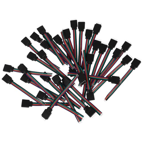 Conector de cable macho y hembra RGB de 4 pines y 40 piezas en plástico ABS para tiras LED 5050