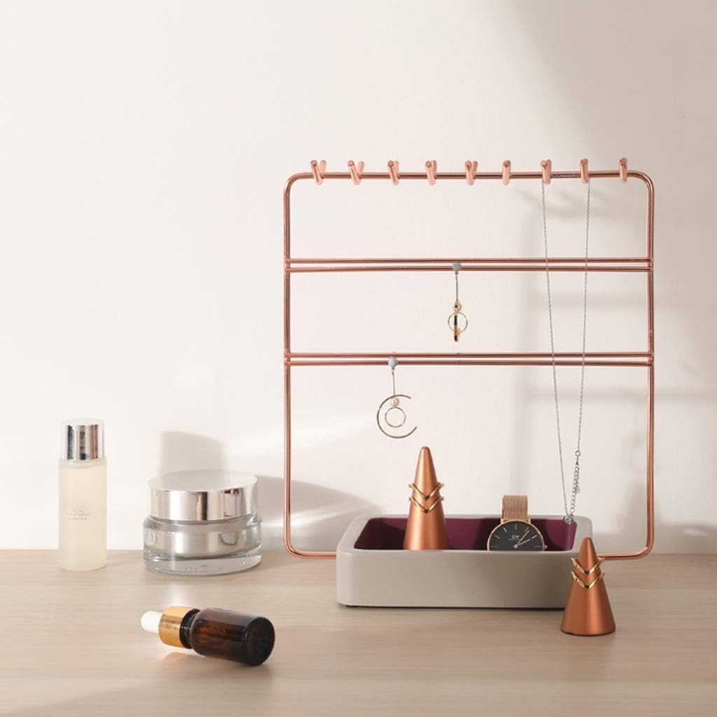 Schmuck Orgizer, Metall 3 Tier Schmuck Display Rack Ohrring Halskette Ring Armband Schmuckhalter, Rose Gold