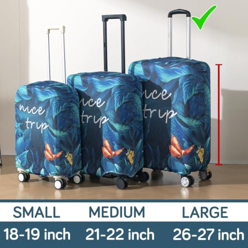 Image of HOKIPO 220gsm Durable and Washable Suitcase Covers for Trolley Suitcase, Large (26-27inch) - Tropical Escape (NEW-AR-6345-D8)