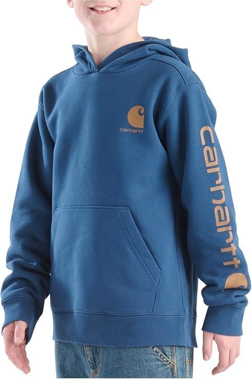 Carhartt Big Kid's CA6772 Long-Sleeve Graphic Sweatshirt | Youth Boys Medium 10/12 (YM | Dark Denim Blue