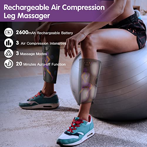 Image of QUINEAR Cordless Leg Massager, Air Compression Calf Massager for Circulation Pain Relief, Sequential Compression Device with 3 Modes 3 Intensities for Swelling Soreness - Ideal Gift for Mom and Dad