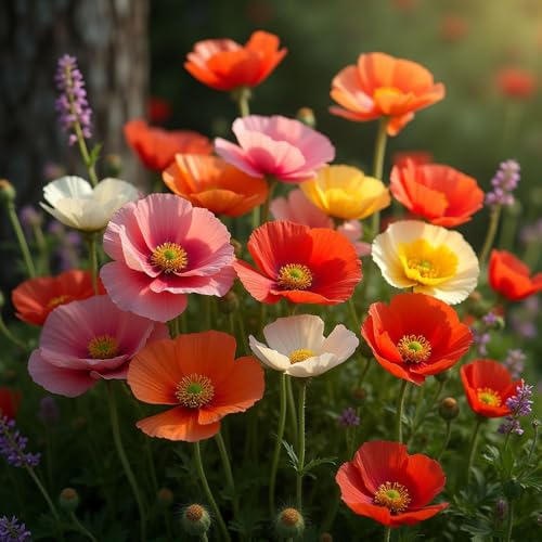 Poppy Iceland Mixed Seeds - Delicate Long-Lasting Blooms in Soft Pastel Shades Hardy Perennial Grown as Annual Great for Borders Pollinators & Cottage Gardens