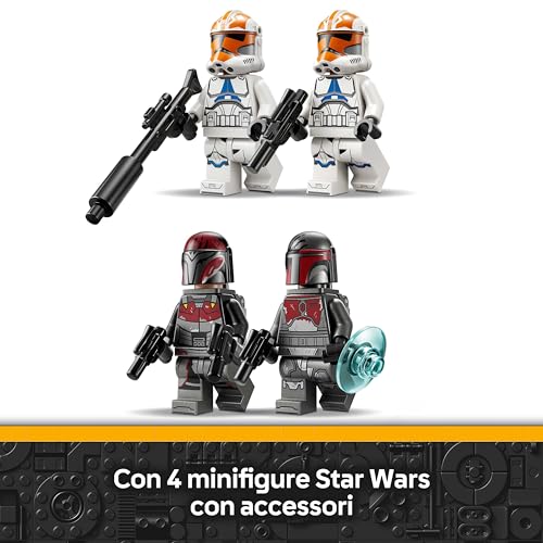 Star Wars 75449 Battle Pack Assedio di Mandalore - Gioco d'Azione con 2 Minifigure Mandaloriane e 2 Clone Trooper oltre a una Speeder Bike e Blaster - Regalo per Bambini da 6 Anni in su e Fan - Lego - Immagine 4