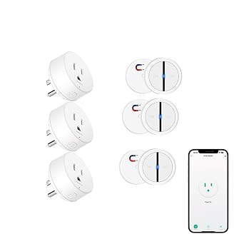 Greencycle Smart Wireless Remote Control Outlet Plug,WiFi Outlets for Household,On Off Smart Outlets Switch Compatible with Tuya,Alexa and Google Assistant,Timer Outlet,No Wiring,White,3PK