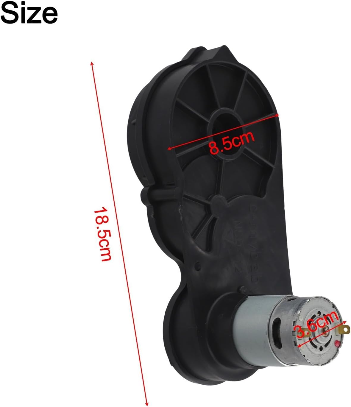 12V RS570 Motor Gearbox Toy Cars, 15000RPM High Reducer with Gears, Black Housing, 18.5cm Length, Install(B)