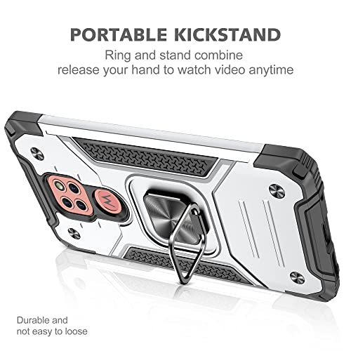 Case Cover Bundles Compatible With Motorola Moto G9 Holder Phone Case Pc And Tpu Phone Case Case Strong Shock Proof Protective Case Two Layer Protective Phone Case Back Cover Phone Case (Color : Silv #TOP3