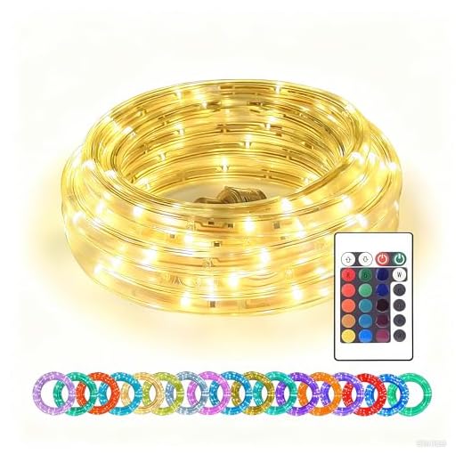 Areful 16ft LED Rope Lights, RGBWW Color Changing Strip Lights with Remote, Flexible and Connectable Durable Tube, Waterproof for Indoor Outdoor Use, 17 Colors and 6 Modes