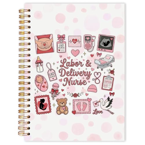 OJMFHEGEE Labor and Delivery Nurse Gifts Spiral Notebook 5.5x8.3 in, NICU Nurse Gifts, Retro Boho Nursing Hardcover Notebook Journal for Women