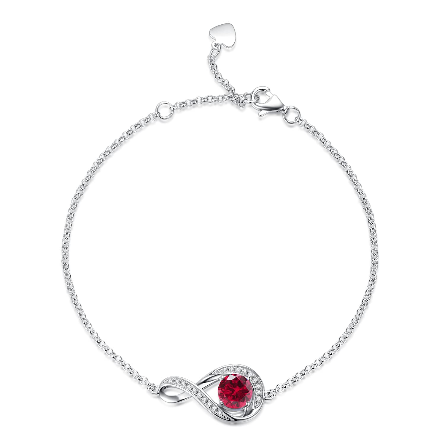 925 Sterling Silver Bransoletka Infinity Stworzona Amerald May Birthstone Link Bransoletki dla kobiet Prezenty córki dla jej mamy, regulowany łańcuch 17+1.5+1.5CM