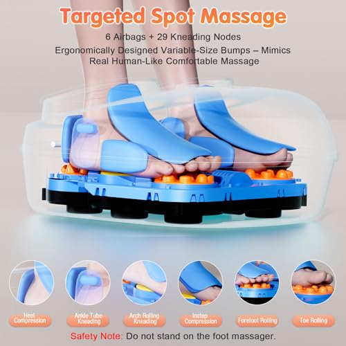POGGT Foot Massager Machine with Heat, Upgrade 6 Airbags 29 Nodes Deep Rolling, Compression, Ankle Kneading, Shiatsu Foot Massager for Neuropathy Plantar Fasciitis, Gifts for Men Women Fits Up to 13" - Image 3