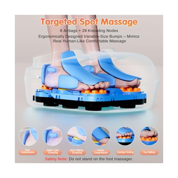 Foot Massager Machine with Heat, Upgrade 6 Airbags 29 Nodes Deep Rolling, Compression, Ankle Kneading, Shiatsu Foot Massager for Neuropathy Plantar Fasciitis, Gifts for Men Women Fits Up to 13" - Image 3