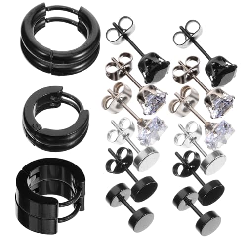 ibasenice 9組 フープイヤリング 軽量ジルコニア製 レディース軟骨ピアス対応 シンプルマルスル 日常使いおしゃれアクセサリー