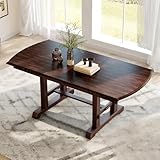 Ball & Cast 60'-78' Extendable Farmhouse Dining-Table for 6-8, Expandable Wooden Kitchen Table with 18' Removable Leaf, Large Retro H-Leg Dining Room Table for 4-8,Space Saving & Sturdy, Cherry