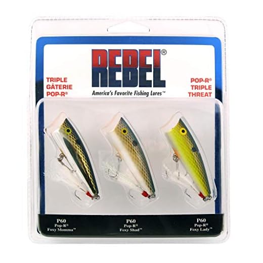 Rebel Lures Pop-R Topwater Popper Fishing Lure, Triple Threat 3 Pack, Pop-R (1/4 oz), One Size