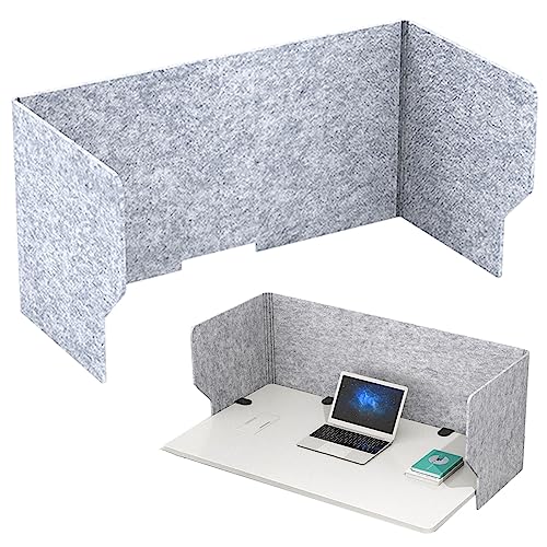 SAGIDAR Divisor Acústico para Escritorio, Separador De Mesa Oficina 60/80/100cm, Panel De Privacidad Absorción De Sonido, 3 Lados En Forma De U, Espesor 9mm, Partición para Escritorios Plegable
