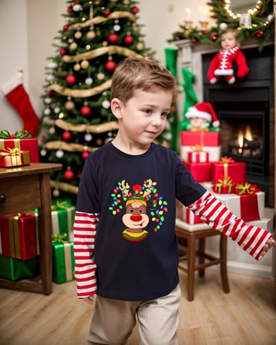 Baby Boys Christmas Shirt Toddler Holiday Dino Tree Long Sleeve Xmas Graphic T-Shirt Clothes Outfit 1-7 Years4