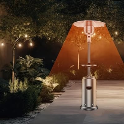 KIMORE Patio Heater for Outdoor, 48,000 BTU Freestanding Heater/Umbrella Patio Warmer Propane Stainless Steel Burner with Wheels, Outdoor Warmer for Home and Commercial