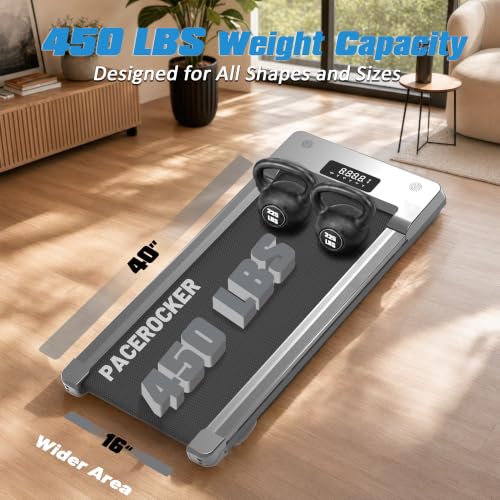 Image of PACEROCKER Walking Pad Treadmill with 12% 9-Level Auto Incline, 450 lbs Capacity Bluetooth Speaker Under Desk Treadmills for Home Hiking