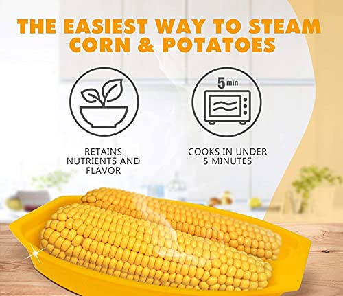 Microwave Corn Cooker/Corn Steamer With Vented Lid - Yellow - Easy & Fast Way To Steam Corn In The Microwave - 2 Pieces At A Time. Bpa Free! #TOP2
