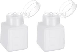 HARFINGTON 2pcs Solvent Alcohol Dispenser 150ml(5.1oz) Press Type ESD Safe Anti-Splash Liquid Dispenser Pump with Sealing plastic Lid for Alcohol, Nail Polish & Makeup Remover, White