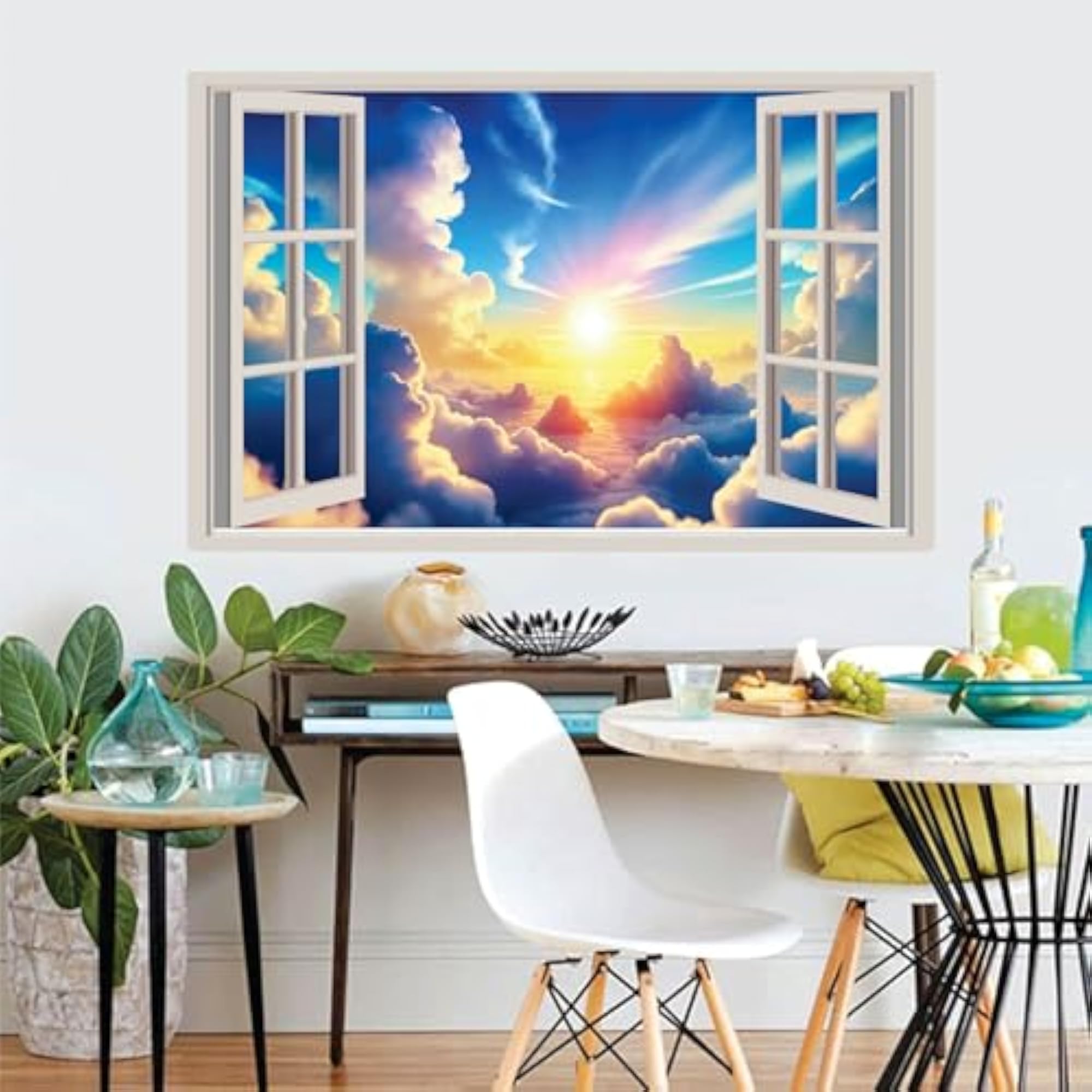 3D Scenic Clouds Sunset Sky View Wall Decal, Removable Vinyl Art