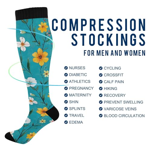 JUNZAN Retro Oberonia Turquoise Womens Compression Socks Breathable Circulation Long Socks Socks Toddler Girls Camp Socks4