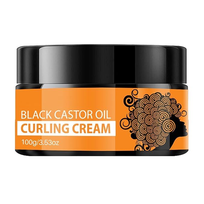 Black Castor Oil Curling Cream for Wavy, Curly, Medium to Coarse Hair, Moisturizing Anti-Frizz Hair Styling Cream, 3.53oz (100ml)