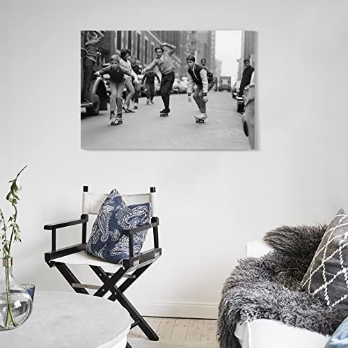 Vintage Posters Capture The Boom Of Skateboarding Black And White Posters Canvas Painting Posters And Prints Wall Art Pictures For Living Room Bedroom Decor 20X30Inch(50X75Cm) Frame-Style #TOP4
