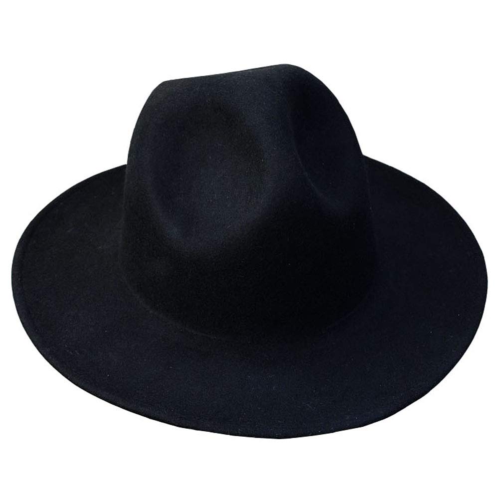 ByTheR Modern Classic Wide Brim Wool Felt Chic Mountain Fedora Hat