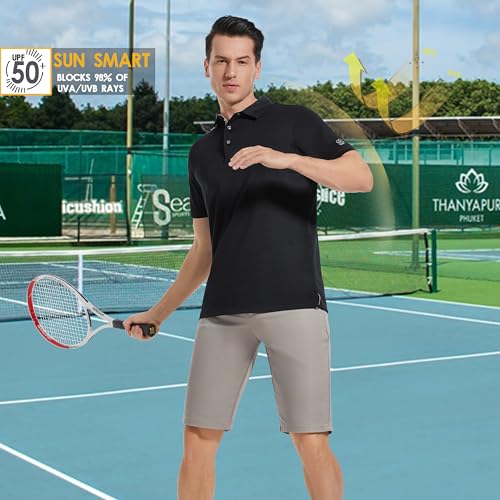 Image of Mens Golf Shirt Short Sleeve Moisture Wicking Dry Fit Performance Solid Pique Collared Golf Polo Shirts for Men