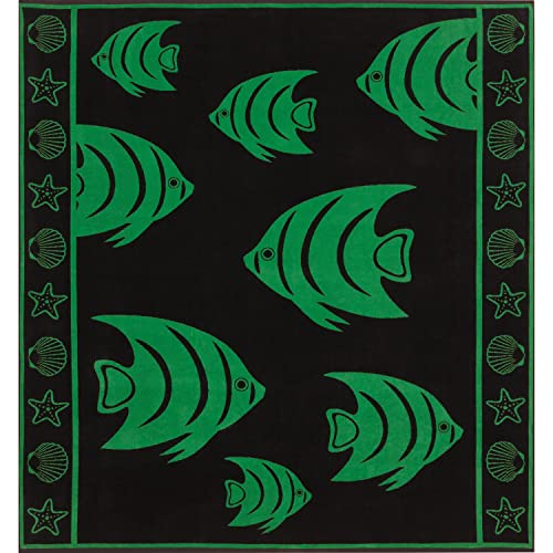 Delindo Lifestyle Telo mare in spugna Tropicale Pesci verde xxl, fatto di 100% cotone egiziano di alta qualità, misura grande 180x200 cm