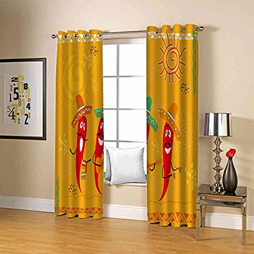 Rideau chambre occultant à oeillets piment rouge moderne 3D