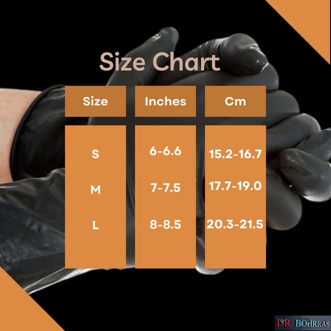 Dr. BOHRRAS Disposable Black Nitrile Examination Gloves 100 pcs Powder Free for Hospital Tatoo Food Salon (Large) 2