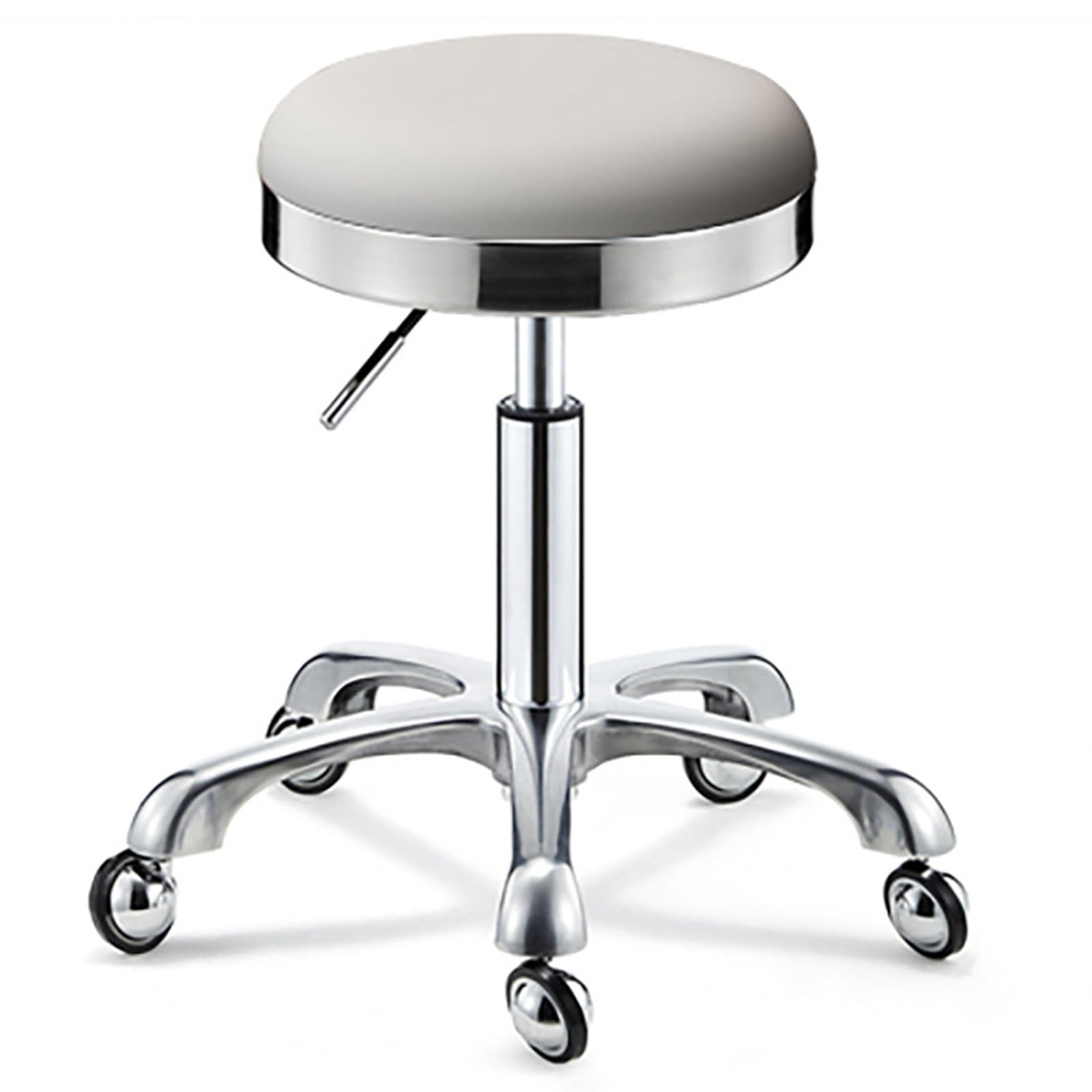 Tabouret haut en métal blanc réglable avec roulettes salon