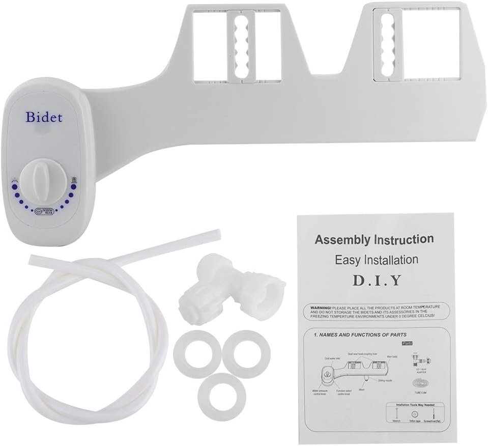 Single Nozzle Bidet Attachment for Toilet, Non Electric Bidet Toilet Seat Attachment with Self Cleaning and Hose, Bidet Sprayer for Toilet(7/8)