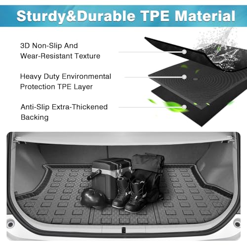 Image of Mixsuper Custom Fit Cargo Liner for 2010-2011 Toyota Prius Base, 2012-2015 Toyota Prius Two /Three /Four /Five, All Weather Rear Cargo Trunk Mat Black