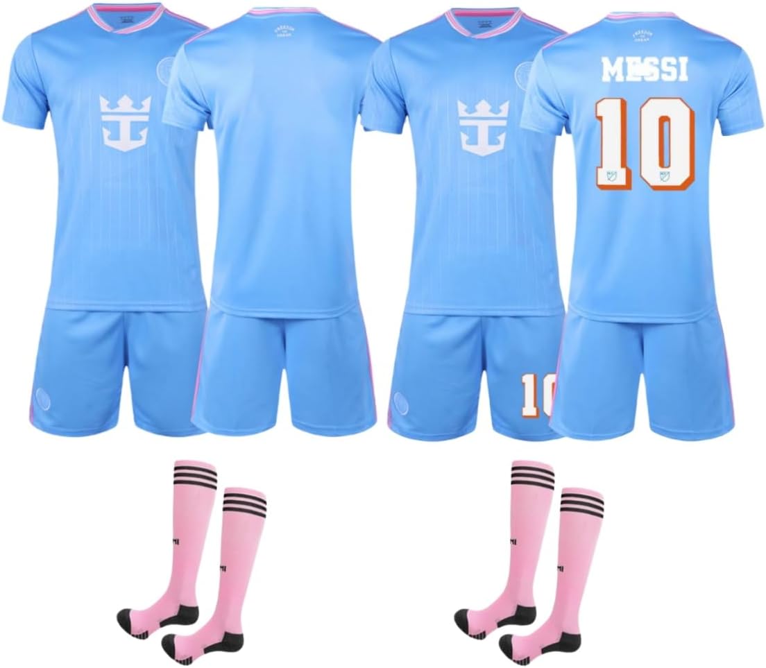 [HMONES] キッズサッカーユニフォーム：マイアミ ジャージ、メッシ サッカージャージキッズトレーニングユニフォーム大人用スポー