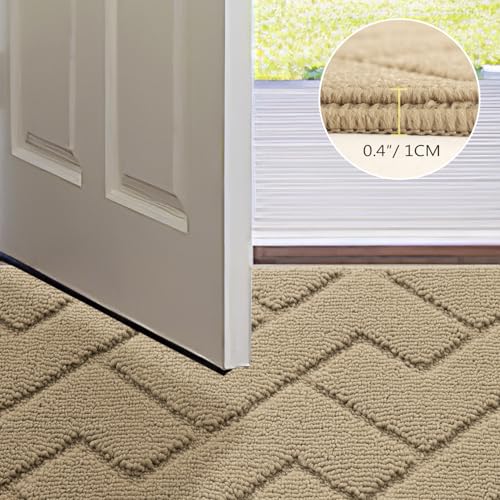Image of hicorfe Front Door Mat Outside Entrance,24 inchx35 inch Absorbent Muddy Dirt Resist Welcome Door Mats Outdoor Indoor,Stain and Fade Resistant,Non Slip Backing Entry Mat Doormat for Entryway (Beige)