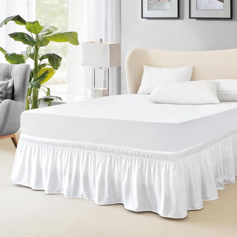Microfiber Around Skirt | Solid Easyfit Twin Size 15 Inch Drop Tailored Wrinkle Fade Resistance Soft Fabric Stylish Design Bedskirts- (White, 39 * 75 in)-image-29
