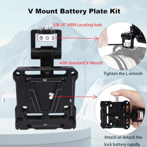 Image of NICEYRIG V Mount Battery Plate Kit with Magic Arm, Adjustable Angle Quick Release V-Lock Plate for Camera Cage, Top Handle, 15mm Rod Clamp - 701