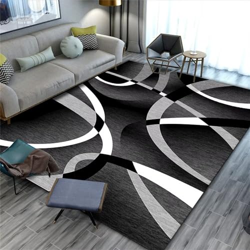 Tapis rond salon esthétique gris avec imprimé géométrique haut de gamme