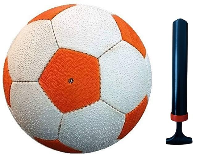 Hanzu Football Size 5 Hand Stich with Hand Air Pump Free,Red/White